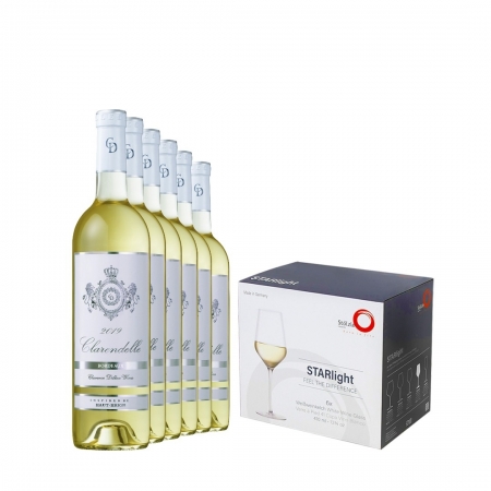 Clarendelle Bordeaux Blanc (White) *75cl X 6 Bottles with 6 Glasses